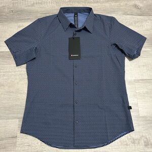 🔥NWT Mens Lululemon Airing Easy Short Sleeve Medium - Checker Dash Blue Multi
